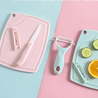 มีดเซรามิคพร้อมเขียง สีพาสเทล 3 ชิ้น ที่ปอกผลไม้ มีด เขียง ปลอกผลไม้ มีดปลอกเปลือก ส่งตรงจากโรงงาน