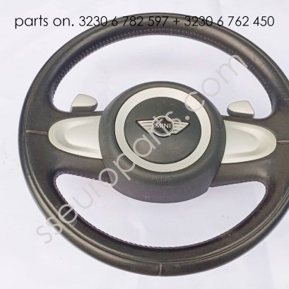 Sport strng wheel,leather,w/shiftpaddles + Airbag module, driver's side 32306782597 + 32306762450