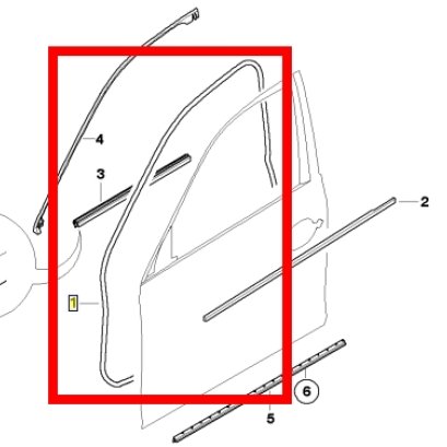 Door weatherstrip, front Part number: 51217033787 7033787 5121 7 033 787