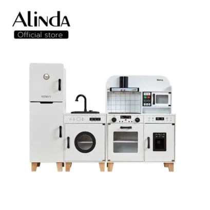 ุชุดครัวของเล่น บทบาทสมมติ ครัวเด็ก ตู้เย็น เครื่องซักผ้า งานบ้าน ครัวของเล่น : สีขาว