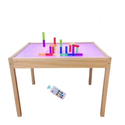 LED Light table Reggio Emilia โต๊ะไฟ พับได้ sensory play desk (โต๊ะไม้สน)