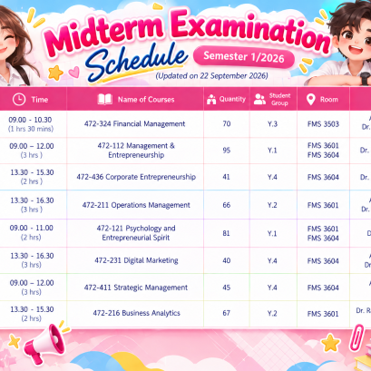 Midterm Examination Schedule 1/2569 (1/2026)