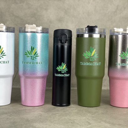 งานพิมพ์UV แก้วกระบอกเก็บความเย็น