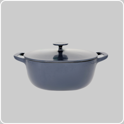 POT WITH LID, CAST IRON Dark Blue