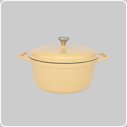 POT WITH LID, CAST IRON Yellow