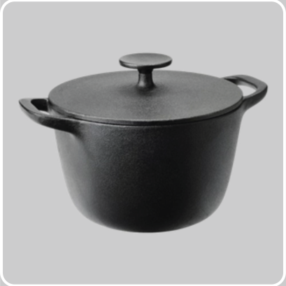 POT WITH LID, CAST IRON