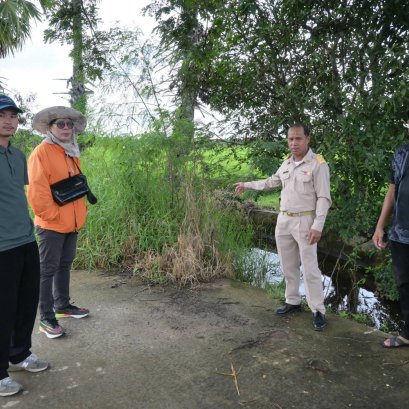 ลงพื้นที่สำรวจลำเหมืองกรณีน้ำท่วมขังถนนทางเข้าสวน หมู่ที่ 2