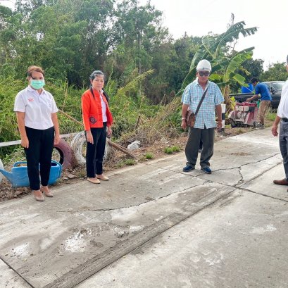 ลงพื้นที่ตรวจเยี่ยมหน้างานโครงการซ่อมแซมถนนคอนกรีตเสริมเหล็ก ถนนสายบ้านป่าซางน้อยหมู่ 1 - บ้านท่าศาลาหมู่ 9