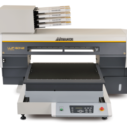รับพิมพ์โลโก้ ด้วยเครื่องสกรีนยูวี Mimaki UJF-6042 