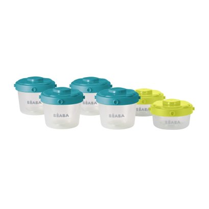 Beaba - Portions 1st age 60ml+120ml Set 6 pcs. ( Blue / Neon )