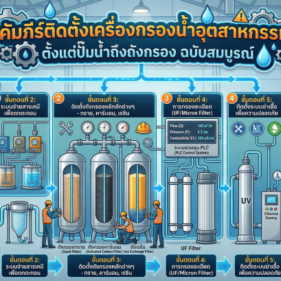 คัมภีร์ติดตั้งเครื่องกรองน้ำอุตสาหกรรม ตั้งแต่ปั๊มน้ำถึงถังกรอง ฉบับสมบูรณ์