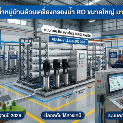 ออกแบบระบบน้ำหมู่บ้านด้วยเครื่องกรองน้ำ RO ขนาดใหญ่ มาตรฐานปี 2026