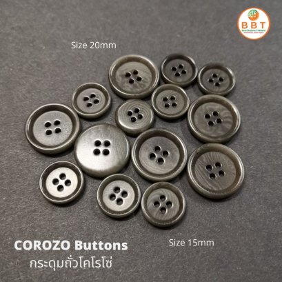 กระดุม Corozo สีเขียวเข้ม ( ถั่วโคโรโซ่ )