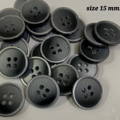 กระดุมเทเส้นสีเทาดำ 15 มิล (70 เม็ด)