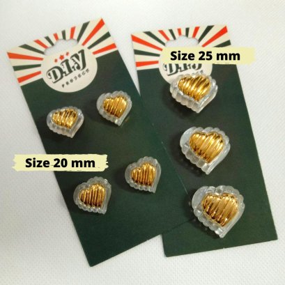 กระดุมทองสอยหลังรูปหัวใจ มี 2 ขนาด