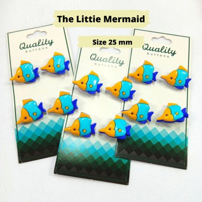 กระดุมปลา Littlr Mermaid ขนาด 25 มิล