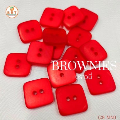 กระดุมสี่เหลี่ยม สีแดง