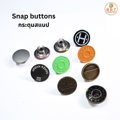 Snap buttons, logo stamping