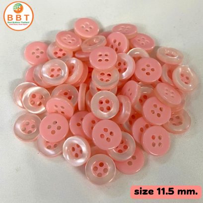 กระดุมสีชมพูขอบขาวขนาด 11.5  มิล.