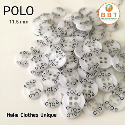 กระดุมเลเซอร์ &quot;POLO&quot; สีขาวมุก