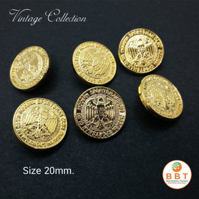  กระดุมวินเทจสีทอง 20มิล