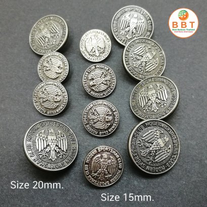 กระดุม สีเงินรมดำ 15 มิล 