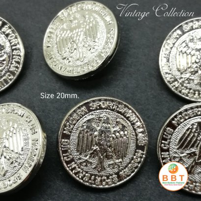 กระดุมวินเทจสีเงิน 20มิล