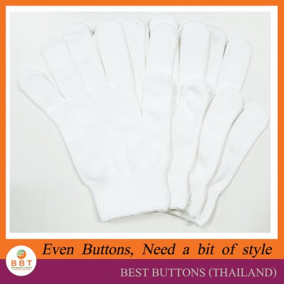 ถุงมือผ้าฝ้าย ขอบขาว