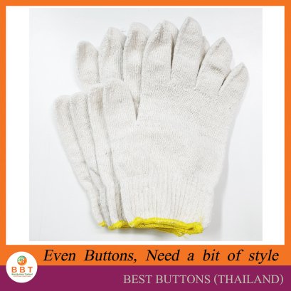 ถุงมือผ้าฝ้ายทอ ขอบเหลือง ทอ 10 เข็ม