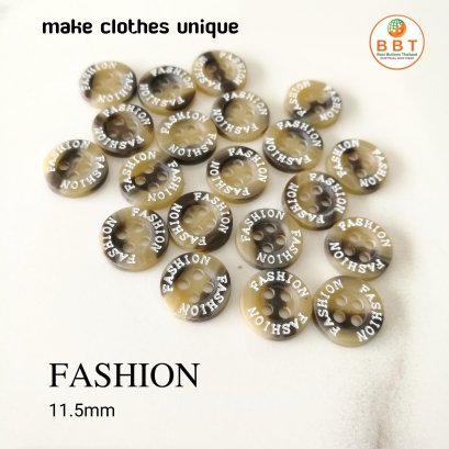 กระดุมโลโก้ &quot;FASHION&quot; สีทูโทนสีน้ำตาล