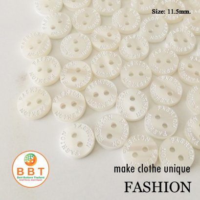 กระดุมโลโก้ &quot;FASHION&quot; บนกระดุมมุกสีงาช้าง