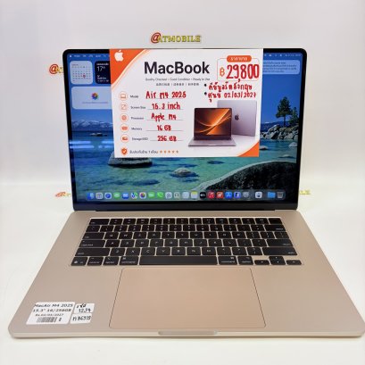 Macbook Air M4 2025 16/256GB 15.3inch คีย์บอร์ดอังกฤษ (Starlight) MB6919