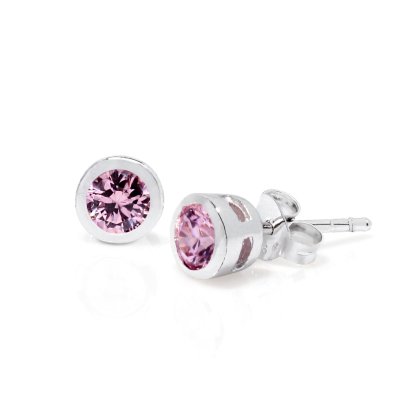 PINK CZ SQUARE STUD EARRINGS