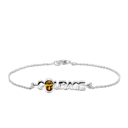 Sterling Silver &#039;COURAGE&#039; With Yellow Topaz