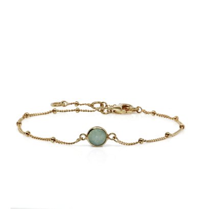 Amazonite Healing Stone Bobble Bracelet 18K Gold Plate