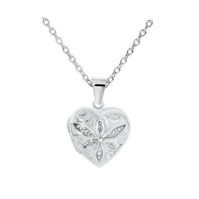 Sterling Silver Heart &#039;flower&#039; Locket
