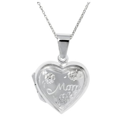 Sterling Silver Heart &#039;MOM&#039; Locket