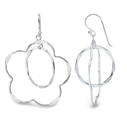 Sterling silver flower-hoop earring