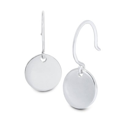 Sterling Silver Button Hoop Earring