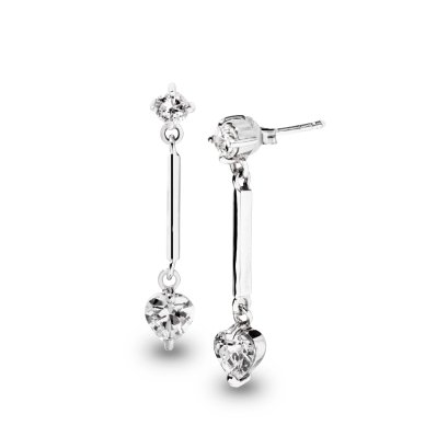 Sterling Silver CZ Drop Earrings