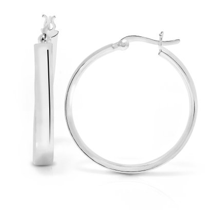 Sterling Silver Oval Twisted Hoop Creole Earring