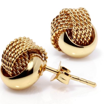 Sterling Silver Ribbed-And-Textured-Knot Stud Earring