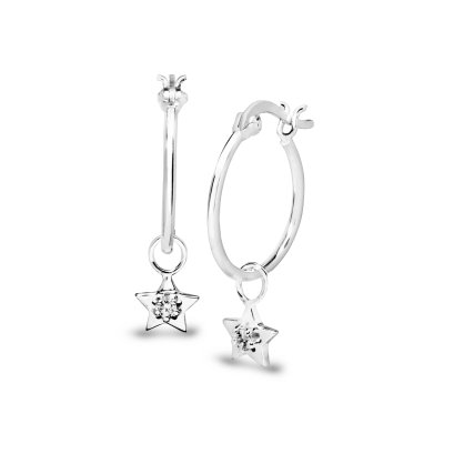 Sterling Silver Star Hoop Earrings