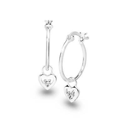 Sterling Silver Heart Hoop Earrings