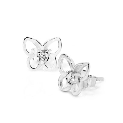 Sterling silver &#039;Butterfly&#039; CZ Earrings