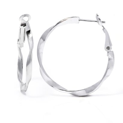 Sterling Silver Twist -Tube Hoop Creole Earring