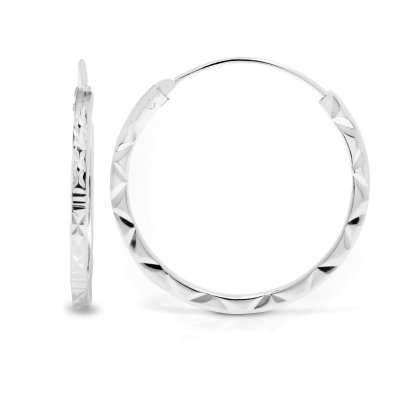Sterling Silver Diamond Cut Hoop Earring