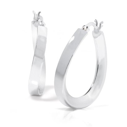 Sterling silver puffed hoop earring
