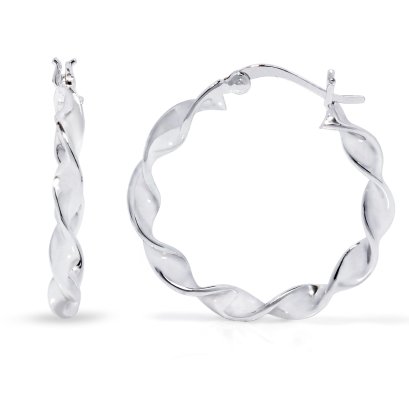 Sterling Silver  Twist Creole Earring