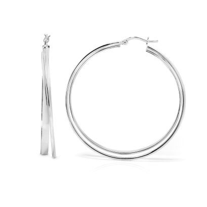 Sterling silver puffed hoop earring